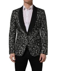 Dolce & Gabbana - Black Crystal Embellished Coat Blazer Jacket - Lyst