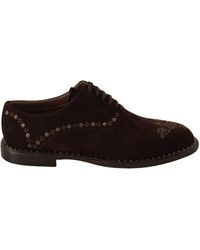 Dolce & Gabbana - Brown Suede Marsala Derby Studded Shoes - Lyst