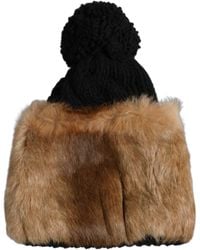 Dolce & Gabbana - Black Brown Dyed Rabbit Real Fur Winter Beanie Hat - Lyst