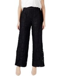 VILA CLOTHES - Black Cotton Casual Pants - Lyst
