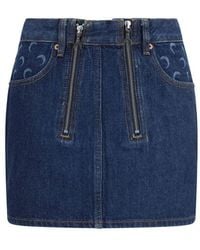 Marine Serre - Blue Cotton Mini Skirt - Lyst