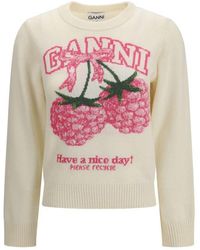 Ganni - Beige Wool Oves Aries Sweatshirt - Lyst