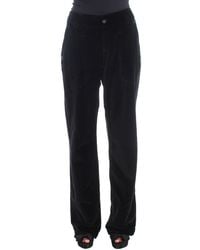 Ermanno Scervino - Black Velvet Cotton Straight Legs Pants - Lyst