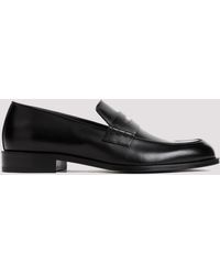 Giorgio Armani - Black Bull Leather Loafers - Lyst