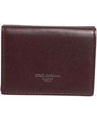 Dolce & Gabbana - Leather Embossed Logo Trifold Card Holder Dark - Lyst