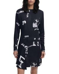 Desigual - Black Viscose Short Dress - Lyst