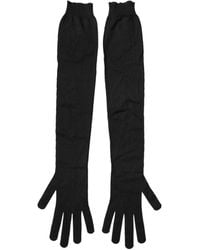 Dolce & Gabbana - Black Polyester Long Elbow Length Gloves - Lyst