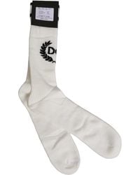 Dolce & Gabbana - White Cotton Dg Logo Mid Calf Accessory Socks - Lyst
