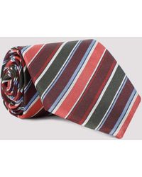 Paul Smith - Burgundy Club Stripe Silk Tie - Lyst