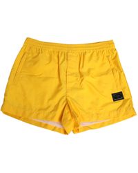 Dolce & Gabbana - Yellow Nylon Logo Plaque Boxer Shorts Swimwear - Lyst