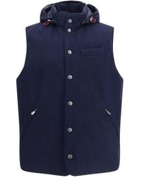 Brunello Cucinelli - Blue Wool Oves Aries Sleeveless Jacket - Lyst