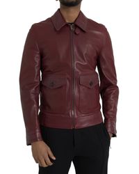 Dolce & Gabbana - Exotic Leather Zip Biker Coat Jacket - Lyst