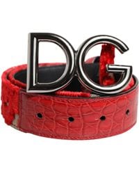 Dolce & Gabbana - Leather Dg Buckle Belt - Lyst