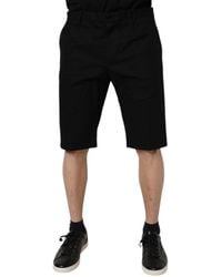 Dolce & Gabbana - Black Cotton Stretch Mid Waist Bermuda Shorts - Lyst