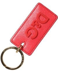 Dolce & Gabbana - Red Calf Leather Logo Metal Ring Men Keychain Keyring - Lyst