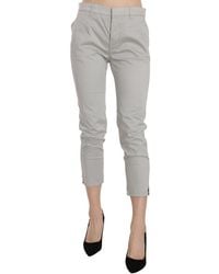 Jucca - Cotton Gray High Waist Skinny Cropped Trousers Pants - Lyst