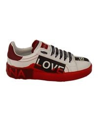 Dolce & Gabbana - Asymmetrical Graphic Leather Sneakers - Lyst