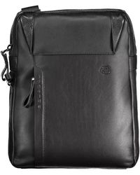 Piquadro - Elegant Black Leather Shoulder Bag - Lyst