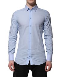 Dolce & Gabbana - Blue Cotton Gold Long Sleeves Men Dress Shirt - Lyst