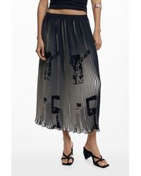 Desigual - Pleated Graphic Midi Skirt - Lyst