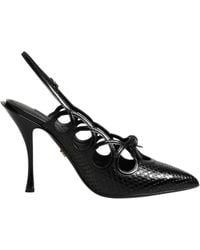 Dolce & Gabbana - Leather High Heels Slingback Shoes - Lyst