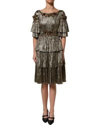 Dolce & Gabbana - Metallic Embellished Tiered Midi Dress - Lyst