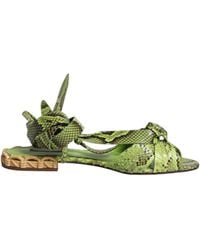 Dolce & Gabbana - Green Animal Print Ankle Wrap Sandals Shoes - Lyst