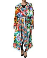 Dolce & Gabbana - Multicolor Floral Print Belted Bathrobe Coat Jacket - Lyst