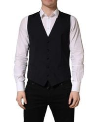 Dolce & Gabbana - Wool Single Breasted Waistcoat Vest Virgin Elastane Clothing - Lyst