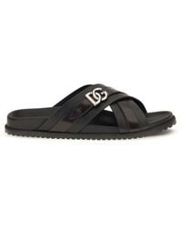 Dolce & Gabbana - Black Calf Leather Bos Taurus Sandals - Lyst