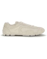 Prada - Beige Calf Leather Bos Taurus Sneakers - Lyst