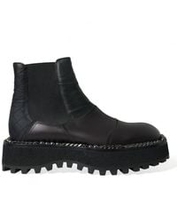 Dolce & Gabbana - Leather Slip On Stretch Chelsea Boots Shoes - Lyst