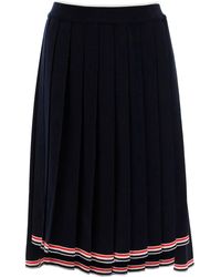 Thom Browne - Knitted Pleated Midi Skirt - Lyst