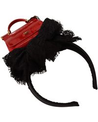 Dolce & Gabbana - Black Cotton Red Hat Sicily Bag Headband Diadem - Lyst
