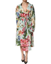 Dolce & Gabbana - Floral Silk Wrap Midi Long Sleeve Dress - Lyst