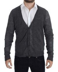 CoSTUME NATIONAL - Gray Wool Button Cardigan Sweater - Lyst
