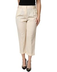 Dolce & Gabbana - Ivory Wool Mid Waist Cropped Trouser Pants - Lyst