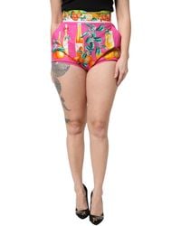 Dolce & Gabbana - Pink Printed High Waist Hot Pants Shorts - Lyst