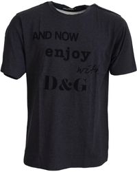 Dolce & Gabbana - Gray Statement Print Round Neck T-shirt - Lyst