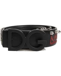 Dolce & Gabbana - Black Leather Prince Crown Logo Buckle Belt - Lyst