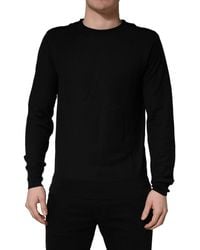 Dolce & Gabbana - Black Crew Neck Long Sleeve Pullover Sweater - Lyst