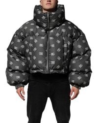 Dolce & Gabbana - Logo Print Puffer Jacket - Lyst
