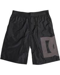 Dolce & Gabbana - Black Logo Print Beachwear Men Shorts Swimwear - Lyst