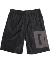 Dolce & Gabbana - Black Logo Print Beachwear Men Shorts Swimwear - Lyst