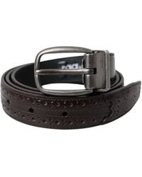 Dolce & Gabbana - Dark Perforated Leather Metal Buckle Belt - Lyst