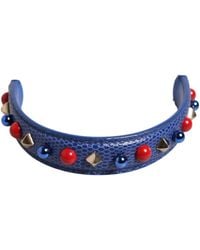 Dolce & Gabbana - Blue Embellished Leather Bag Handle Shoulder Strap - Lyst