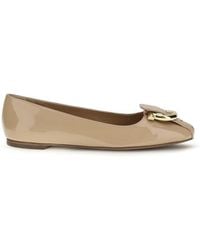 Ferragamo - Beige Calf Leather Bos Taurus Ballet Flats - Lyst