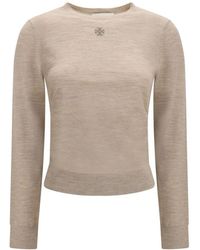 Tory Burch - Beige Wool Oves Aries Sweatshirt - Lyst