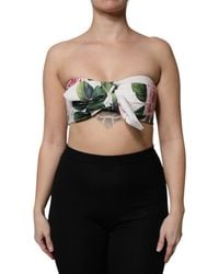Dolce & Gabbana - White Floral Print Cropped Bustier Corset Top - Lyst