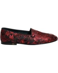 Dolce & Gabbana - Red Floral Jacquard Slip On Loafers Shoes - Lyst